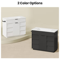 Sikaic Sink cabinet & vanity 37 inch Bathroom Vanity with Sink & 5-Drawer Storage White White / Engineered Wood / Modern