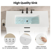 Sikaic Sink cabinet & vanity 37 inch Bathroom Vanity with Sink & 5-Drawer Storage White White / Engineered Wood / Modern