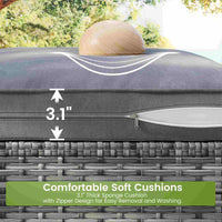 Sikaic Sofa 8PCS 7 Person Rattan Outdoor Sectional Sofa Seating Group Storage Table Set Blue Grey Blue Grey / Metal / Modern