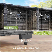 Sikaic Sofa 8PCS 7 Person Rattan Outdoor Sectional Sofa Seating Group Storage Table Set Blue Grey Blue Grey / Metal / Modern