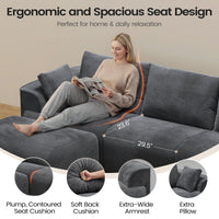Sikaic Sofa Sikaic Boneless Modular Sectional Corduroy Sofa with Reversible Chaise Grey Grey / Corduroy / Modern