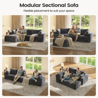 Sikaic Sofa Sikaic Boneless Modular Sectional Corduroy Sofa with Reversible Chaise Grey Grey / Corduroy / Modern