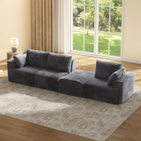 Sikaic Sofa Sikaic Boneless Modular Sectional Corduroy Sofa with Reversible Chaise Grey Grey / Corduroy / Modern