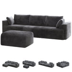 Sikaic Sofa Sikaic Boneless Modular Sectional Corduroy Sofa with Reversible Chaise Grey Grey / Corduroy / Modern