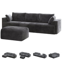Sikaic Sofa Sikaic Boneless Modular Sectional Corduroy Sofa with Reversible Chaise Grey Grey / Corduroy / Modern