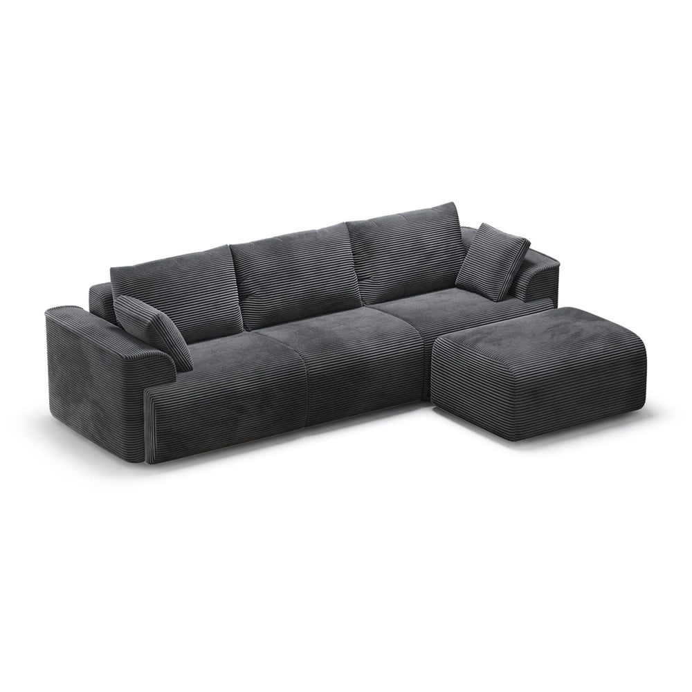 Sikaic Sofa Sikaic Boneless Modular Sectional Corduroy Sofa with Reversible Chaise Grey Grey / Corduroy / Modern