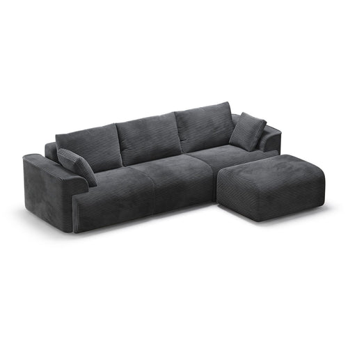 Sikaic Sofa Sikaic Boneless Modular Sectional Corduroy Sofa with Reversible Chaise Grey Grey / Corduroy / Modern