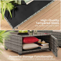 Sikaic Sofa 8PCS 7 Person Rattan Outdoor Sectional Sofa Seating Group Storage Table Set Red Beige Red Beige / Metal / Modern