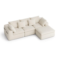 Sikaic Sofa Sikaic Modular Sectional Chenille Sofa with Reversible Chaise White White / Chenille / Modern