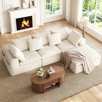 Sikaic Sofa Sikaic Modular Tri-Seat Sectional Chenille Sofa with Reversible Chaise White White / Chenille / Modern
