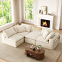 Sikaic Sofa Sikaic Modular Tri-Seat Sectional Chenille Sofa with Reversible Chaise White White / Chenille / Modern