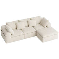 Sikaic Sofa Sikaic Modular Tri-Seat Sectional Chenille Sofa with Reversible Chaise White White / Chenille / Modern