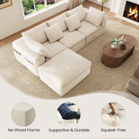 Sikaic Sofa Sikaic Modular Tri-Seat Sectional Chenille Sofa with Reversible Chaise White White / Chenille / Modern