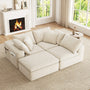 Sikaic Sofa Sikaic Modular Tri-Seat Sectional Chenille Sofa with Reversible Chaise White White / Chenille / Modern