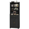 Sikaic Storage Cabinet 73.2 Inches Storage Cabinets with Doors and Drawer Black Black / Engineered Wood / Modern