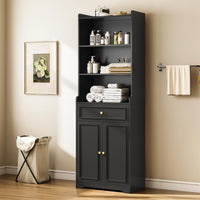 Sikaic Storage Cabinet 73.2 Inches Storage Cabinets with Doors and Drawer Black Black / Engineered Wood / Modern