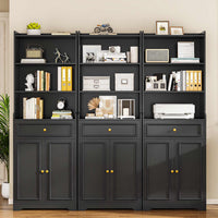 Sikaic Storage Cabinet 73.2 Inches Storage Cabinets with Doors and Drawer Black Black / Engineered Wood / Modern