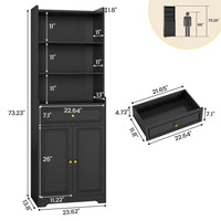 Sikaic Storage Cabinet 73.2 Inches Storage Cabinets with Doors and Drawer Black Black / Engineered Wood / Modern