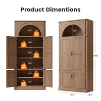 Sikaic Storage Cabinet 71'' Tall Kitchen Pantry Storage Cabinet with Adjustable Shelves Brown Brown / Engineered Wood / Farmhouse