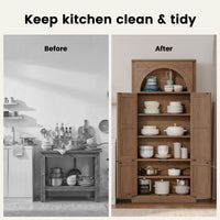Sikaic Storage Cabinet 71'' Tall Kitchen Pantry Storage Cabinet with Adjustable Shelves Brown Brown / Engineered Wood / Farmhouse