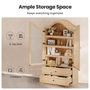 Sikaic Storage Cabinet 70.9" Farmhouse Pantry Cabinet with Mustache Arch & Glass Doors Natural Natural / Engineered Wood / Farmhouse