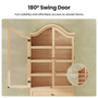 Sikaic Storage Cabinet 70.9" Farmhouse Pantry Cabinet with Mustache Arch & Glass Doors Natural Natural / Engineered Wood / Farmhouse