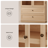 Sikaic Storage Cabinet 70.9" Farmhouse Pantry Cabinet with Mustache Arch & Glass Doors Natural Natural / Engineered Wood / Farmhouse