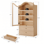Sikaic Storage Cabinet 70.9" Farmhouse Pantry Cabinet with Mustache Arch & Glass Doors Natural Natural / Engineered Wood / Farmhouse