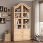 Sikaic Storage Cabinet 70.9" Farmhouse Pantry Cabinet with Mustache Arch & Glass Doors Natural Natural / Engineered Wood / Farmhouse