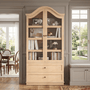 Sikaic Storage Cabinet 70.9" Farmhouse Pantry Cabinet with Mustache Arch & Glass Doors Natural Natural / Engineered Wood / Farmhouse