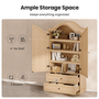 Sikaic Storage Cabinet 70.9" Tall Farmhouse Pantry Cabinet with Mustache Arch Natural Natural / Engineered Wood / Farmhouse