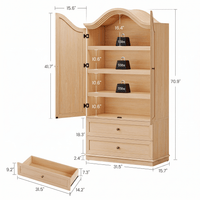 Sikaic Storage Cabinet 70.9" Tall Farmhouse Pantry Cabinet with Mustache Arch Natural Natural / Engineered Wood / Farmhouse