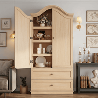 Sikaic Storage Cabinet 70.9" Tall Farmhouse Pantry Cabinet with Mustache Arch Natural Natural / Engineered Wood / Farmhouse