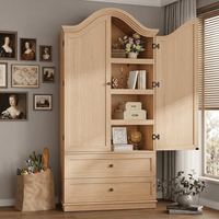 Sikaic Storage Cabinet 70.9" Tall Farmhouse Pantry Cabinet with Mustache Arch Natural Natural / Engineered Wood / Farmhouse