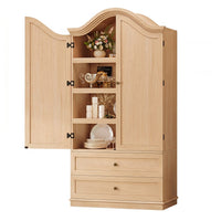 Sikaic Storage Cabinet 70.9" Tall Farmhouse Pantry Cabinet with Mustache Arch Natural Natural / Engineered Wood / Farmhouse