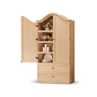 Sikaic Storage Cabinet 70.9" Tall Farmhouse Pantry Cabinet with Mustache Arch Natural Natural / Engineered Wood / Farmhouse