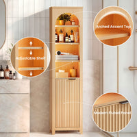 Sikaic Storage Cabinet 71 Inch Tall Bathroom Storage Cabinet with Light Natural Oak Natural / Engineered Wood / Modern