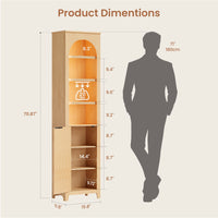 Sikaic Storage Cabinet 71 Inch Tall Bathroom Storage Cabinet with Light Natural Oak Natural / Engineered Wood / Modern