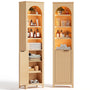 Sikaic Storage Cabinet 71 Inch Tall Bathroom Storage Cabinet with Light Natural Oak Natural / Engineered Wood / Modern