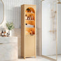 Sikaic Storage Cabinet 71 Inch Tall Bathroom Storage Cabinet with Light Natural Oak Natural / Engineered Wood / Modern