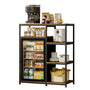 Sikaic Storage Cabinet 41" Mini Fridge Stand with Adjustable Storage Shelves,Rustic Brown Rustic Brown / Rustic / Alloy Steel & Engineered Wood & Metal