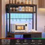 Sikaic Storage Cabinet 30" Kitchen Small Bakers Rack with Power Outlet & LED Light Rustic Brown Rustic Brown / Rustic / Engineered Wood & Steel