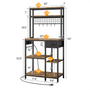Sikaic Storage Cabinet 30" Kitchen Small Bakers Rack with Power Outlet & LED Light Rustic Brown Rustic Brown / Rustic / Engineered Wood & Steel