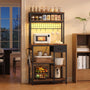 Sikaic Storage Cabinet 30" Kitchen Small Bakers Rack with Power Outlet & LED Light Rustic Brown Rustic Brown / Rustic / Engineered Wood & Steel