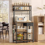 Sikaic Storage Cabinet 30" Kitchen Small Bakers Rack with Power Outlet & LED Light Rustic Brown Rustic Brown / Rustic / Engineered Wood & Steel