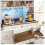 Sikaic Storage Cabinet 44" Wide Coffee Station with Power Outlet & LED Lighting White White / Engineered Wood / Farmhouse
