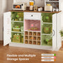 Sikaic Storage Cabinet 44" Wide Coffee Station with Power Outlet & LED Lighting White White / Engineered Wood / Farmhouse