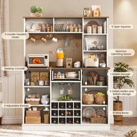 Sikaic Storage Cabinet 44" Wide Coffee Station with Power Outlet & LED Lighting White White / Engineered Wood / Farmhouse