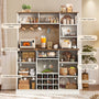 Sikaic Storage Cabinet 44" Wide Coffee Station with Power Outlet & LED Lighting White White / Engineered Wood / Farmhouse