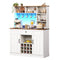 Sikaic Storage Cabinet 44" Wide Coffee Station with Power Outlet & LED Lighting White White / Engineered Wood / Farmhouse